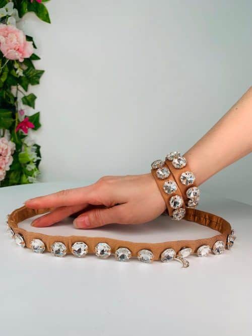 Belly Belt Bracelet Dark Nude Octagonal Crystal | Moonlight Design