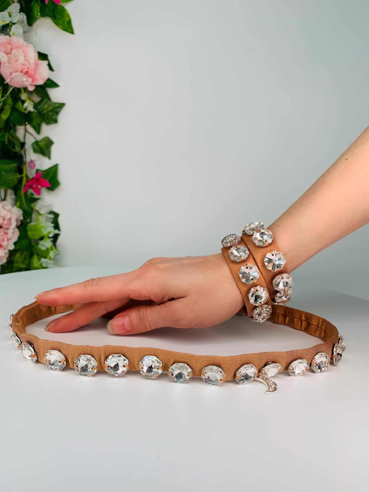 BB4 Belly Belt Bracelet Dark Nude Octagonal Crystal | Moonlight Design
